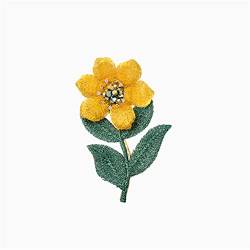 Handgefaltete Blumenbrosche mit Sonnenblume, Damenbekleidungszubehör, Corsagenbrosche (Gold, wie das Bild zeigt) von TEmkin