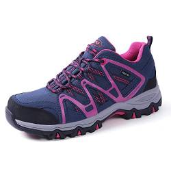 TFO Damen Trekking & Wanderschuhe Atmungsaktive Walkingschuhe Sport Outdoor Schuhe mit Gedämpfter Sohle, Blau Rosa, 36 EU von TFO