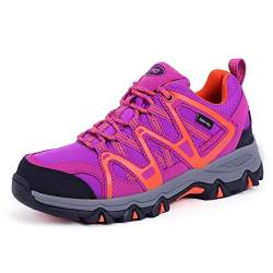TFO Damen Trekking & Wanderschuhe Atmungsaktive Walkingschuhe Sport Outdoor Schuhe mit Gedämpfter Sohle, Violett Orange, 40 EU von TFO