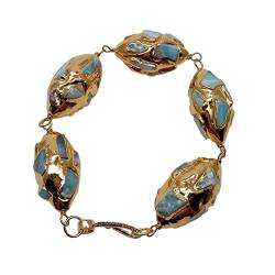 TGGOHIGH Armbänder Natürliches blaues Larimar-Armband in vergoldeter Form im Ethno-Stil, handgefertigt for Frauen (Color : Blue) von TGGOHIGH