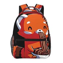 Roter Panda-Rucksack, Büchertasche, Tagesrucksack, Reise, Schule, College-Tasche für Teenager, Mädchen, Jungen, mehrfarbig, One size von TGMALL