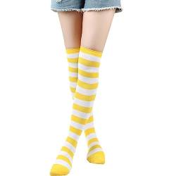 Oberschenkelhohe Socken, weiche Damenstrümpfe, gestreifte kniehohe Socken für Frauen, Overknee-Socken, lange kniehohe Socken für Frauen von THAELY