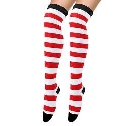 Oberschenkelhohe Socken, weiche Damenstrümpfe, gestreifte kniehohe Socken für Frauen, Overknee-Socken, lange kniehohe Socken für Frauen von THAELY