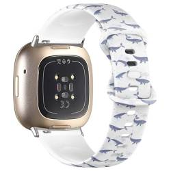 Kompatibel mit Fitbit Sense/Sense 2/Versa 4/Versa 3, Ersatz-Sportuhr-Armband (schöne süße Wale), weiches Silikon-Armband, Silikon, Kein Edelstein von THAZEE