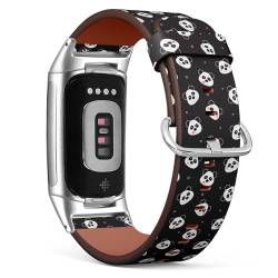 THAZEE Kompatibel mit Fitbit Charge 5 / Fitbit Charge 6 Ersatz-Lederarmband (Panda Emotion) Smartwatch-Armband für Damen und Herren, Veganes Leder, Kein Edelstein von THAZEE