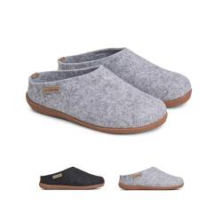 THE COZY SHEEP Filzpantoffeln mit Gummisohle | Praktische Herren & Damen Hausschuhe Sommer und Winter | Bequeme Hüttenschuhe Damen und Herren | Filz Hausschlappen Geschlossen von THE COZY SHEEP