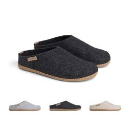 THE COZY SHEEP Filzpantoffeln mit Ledersohle | Praktische Herren & Damen Hausschuhe Sommer und Winter | Bequeme Hüttenschuhe Damen und Herren | Filz Hausschlappen Geschlossen von THE COZY SHEEP