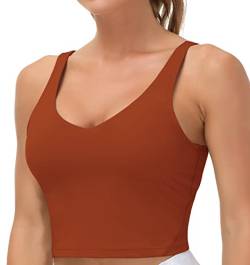 THE GYM PEOPLE Damen Bauchfreies Tank-Sport Balconette-BH, Undurchsichtige, Ziegelrot, M von THE GYM PEOPLE