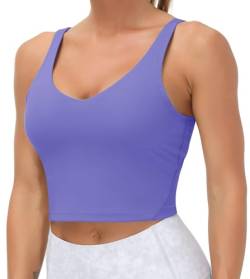 THE GYM PEOPLE Damen Sport-BH Longline drahtlos gepolstert mit mittlerer Unterstützung, Hellviolett, Small von THE GYM PEOPLE