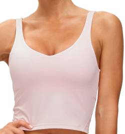 The Gym People Damen Sport-BH Longline Wirefree gepolstert mit mittlerer Unterstützung, Pink, Mittel von THE GYM PEOPLE