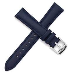 THEAGE Leder-Uhrenarmband, Schnellverschluss, Ersatz für Herren oder Damen, wählen Sie Farbe und Breite 14 mm, 16 mm, 18 mm oder 20 mm 16mm Drak Blue/Silver von THEAGE