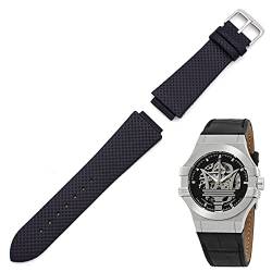 THEAGE Uhrenarmband aus echtem Leder, 24 mm, Ersatz für Maserati Herrenuhren R8821108025 R8851108002 (Schwarz 2 und Silberschnalle) von THEAGE