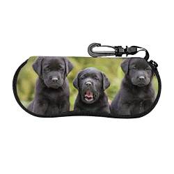 Labrador Retriever Brillenetui mit Hundemotiv, weiches Etui, ultraleicht, tragbares Neopren-Brillenetui mit Reißverschluss, Schwarz, EinheitsgröÃŸe von THEEND