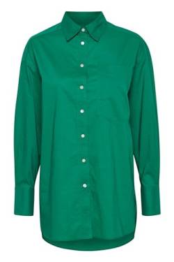 THEJOGGCONCEPT JCHELENA Damen Langarmshirt Langarmbluse Bluse Hemdbluse mit Stehkragen Langer Schnitt mit Knopfleiste Oversize aus 100% Baumwolle, Größe:S/M, Farbe:Lush Meadow (185845) von THEJOGGCONCEPT
