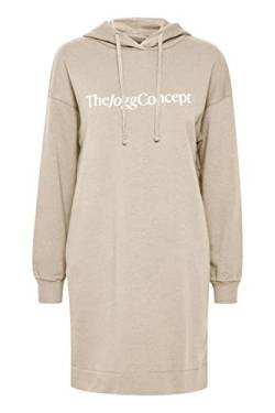 THEJOGGCONCEPT JCSAFINE Dress - Damen Langes Sweatshirt Pullover Longpullover mit Kapuze Loose Fit, Größe:S, Farbe:Doeskin (151308) von THEJOGGCONCEPT