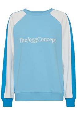 THEJOGGCONCEPT JCSAFINE Raglan Damen Sweatshirt Pullover Sweater O-Neck Crewneck Rundhals Raglan-Ärmel mehrfarbige Colorblock Optik, Größe:XL, Farbe:Baltic Sea Mix (201739) von THEJOGGCONCEPT