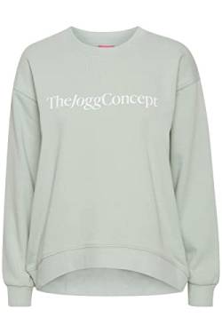 THEJOGGCONCEPT JCSAFINE Sweatshirt Damen Sweatshirt Pullover Sweater Rundhals O-Neck Crewneck mit Front-Print Logo, Größe:M, Farbe:Frosty Green (155706) von THEJOGGCONCEPT