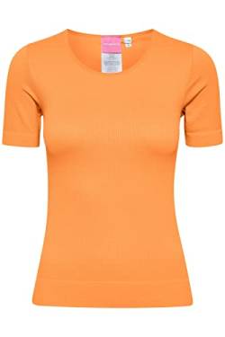 THEJOGGCONCEPT JCSAHANA Damen T-Shirt Kurzarm Shirt Rundhalsausschnitt gerippt mit Stretch Tight Fit, Größe:L/XL, Farbe:Muskmelon (151242) von THEJOGGCONCEPT