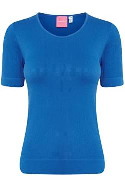 THEJOGGCONCEPT JCSAHANA Damen T-Shirt Kurzarm Shirt Rundhalsausschnitt gerippt mit Stretch Tight Fit, Größe:S/M, Farbe:Princess Blue (194150) von THEJOGGCONCEPT