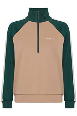 THEJOGGCONCEPT JCSIMA Damen Sweatshirt Pullover Sweater Troyer Half-Zip Stehkragen mit Reißverschluss Raglan-Ärmel mehrfarbigerColorblock Optik, Größe:2XL, Farbe:June Bug Mix (201436) von THEJOGGCONCEPT