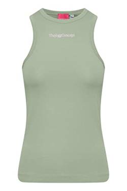 THEJOGGCONCEPT JCSIMONA Tanktop Tanktop - Damen Top Kurzarm Shirt Basic mit Schriftzug Slim Fit, Größe:L, Farbe:Frosty Green (155706) von THEJOGGCONCEPT