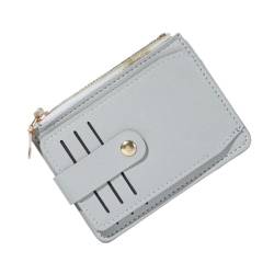 Frauen PU Leder Geldbörsen Kredit ID Karte Halter Brieftasche Reißverschluss Kleine Geld Tasche Männer Mit Münzfach(Color:Gray) von THEPOS