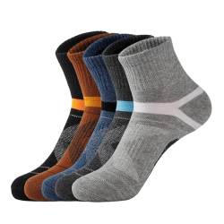 THEPOS Fünf Paare Baumwolle Männer Socken Sport Laufen Atmungsaktiv Casual Sommer Weiche Fitness Kompression Mittelrohr Männliche Socke (Color : 5 Pairs Mix, Size : EUR 38-45) von THEPOS