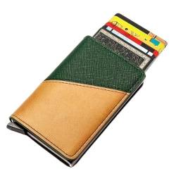 THEPOS Leder-Geldbörse mit automatischem Kartenhalter for Herren, schlanke RFID-blockierende Geldklammer-Geldbörsen, minimalistische Geldbörse mit Geldfach(Color:Black) von THEPOS