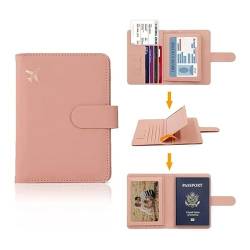 THEPOS Reisepasshülle aus PU-Leder for Herren und Damen, Reisepasshülle mit Kreditkartenhalter, Brieftaschen-Schutzhülle(Color:Black) von THEPOS