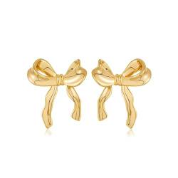 Bow Earrings, THETAG Schleifen Ohrringe Goldene Schleifenohrringe Schleifen Schmuck für Frauen und Mädchen (Gold) von THETAG
