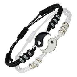 THETAG Armband, 2 Matching Yin Yang Verstellbare Schnur Freundschaft Bangle Pärchen, Personalisierte Armbänder für Paare und Bester Freund von THETAG