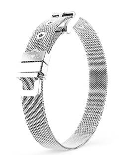 THIORA® - Mesh Armband Damen | Große Auswahl Charms | Premium Edelstahl veredelt | Charmband (Silberfarben) von THIORA