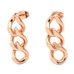 THIORA Edelstahl Statement Ohrringe Damen | Modische Kettendesign Ohrstecker | Schmuck für Sie | Luxuriöse Kettenglieder | Frauen Accessoires (Rosegold) von THIORA