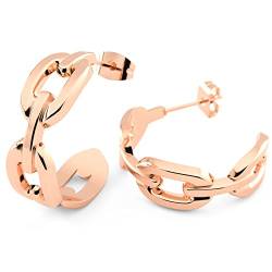 THIORA Kettenglieder Ohrringe Damen | Premium Edelstahl | Creolen Hoop | Ohrstecker | Statement Schmuck (Rosegold) von THIORA