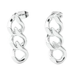 THIORA Kettenglieder Ohrschmuck | Langlebiger Edelstahl | Elegante Gliederohrringe für Damen | Trendige Ohrstecker | Statement-Accessoire (Silber) von THIORA