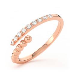 THIORA Ring Damen - 'Bora Brilliance' | Premium Edelstahl | Kugeln & Steinchen| Flexible Größe | Zirkonia | Finger Schmuck (Rosegold) von THIORA