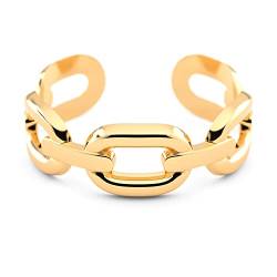 THIORA Ring Damen | Premium Edelstahl | Flexible Größe | Kettenglieder Style | Statement Gliederkette | Chain | Geschenk (Gold) von THIORA