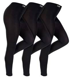 THMO 3er Pack Damen Leggings Thermo Winter Warm Dick Weich Leggings Gefüttert | Verdickte Fleece Strumpfhose (M, Schwarz) von THMO