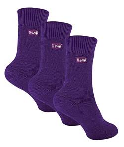 THMO 3er Pack Kinder Thermosocken Atmungsaktive Crew Warme Socken für Jungen und Mädchen (4-6 Jahre, Violett) von THMO