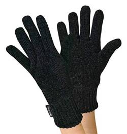 THMO - Damen Chenille Outdoor Handschuhe mit 3M 40g Thinsulate Insulation Gefüttert (One Size, Black) von THMO