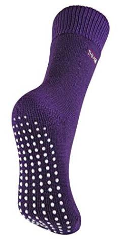 THMO - Damen Warm Plüsch Antirutsch ABS Thermo Socken/Kuschelsocken/Hüttensocken für Winter (37-42 EU, Violett) von THMO