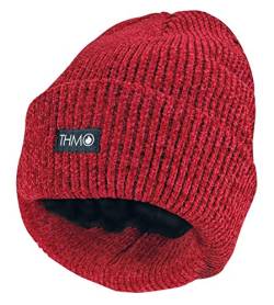 THMO - Damen Winter Warm Strick Mütze Beanie mit Thinsulate 3M 40 Gram Gefüttert (One Size, Red) von THMO