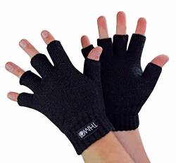 THMO Kinder Handschuhe Ohne Finger für Winter Thermo Fleece Thinsulate Handschuhe für Jungen und Mädchen (10-11 Jahre, Schwarz) von THMO