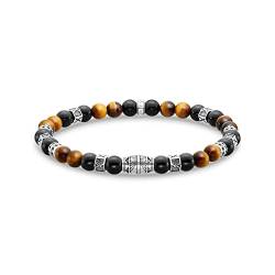 THOMAS SABO Armband mit schwarzen Onyx-Beads und Tigerauge-Beads Silber, Länge 15,5cm, A2087-507-7-L15,5 von THOMAS SABO
