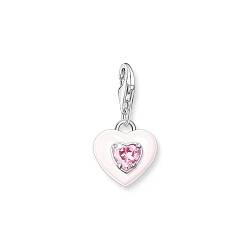 THOMAS SABO Charm-Anhänger Herz mit pinken Stein aus hochwertigem 925er Sterlingsilber mit dreidimensional gestaltetem Herz, Maße: 22 x 11 mm,1915-041-9 von THOMAS SABO