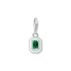 THOMAS SABO Charm-Anhänger grüner Stein aus hochwertigem 925er Sterlingsilber in pastelligem Hellgrün und dunkelgrünem Stein im Oktagonschliff, Maße: 24 x 9 mm,1917-496-6 von THOMAS SABO