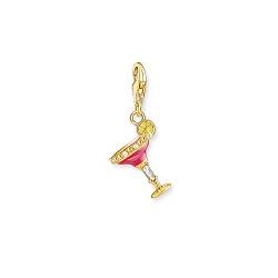 THOMAS SABO Charm-Anhänger rotes Cocktail-Glas aus hochwertigem 925er Sterlingsilber mit 750er Gelbgold-Vergoldung, Maße: 28 x 12 mm,1931-565-9 von THOMAS SABO