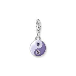 THOMAS SABO Charm-Anhänger violetter Yin & Yang aus hochwertigem 925er Sterlingsilber, mit violettgetönte Zirkoniasteine verziert, Maße: 23 x 10 mm, 1918-041-13 von THOMAS SABO