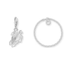 THOMAS SABO Damen Charm-Anhänger Schildkröte 925 Sterlingsilber 1222-007-12 & Damen Charm-Armband Charm Club 925 Sterling Silber X0163-001-12 von THOMAS SABO