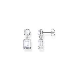 THOMAS SABO Damen Ohrring mit weißen Steinen im Rund- und Oktagonschliff Silber 925 Sterlingsilber H2276-051-14 von THOMAS SABO